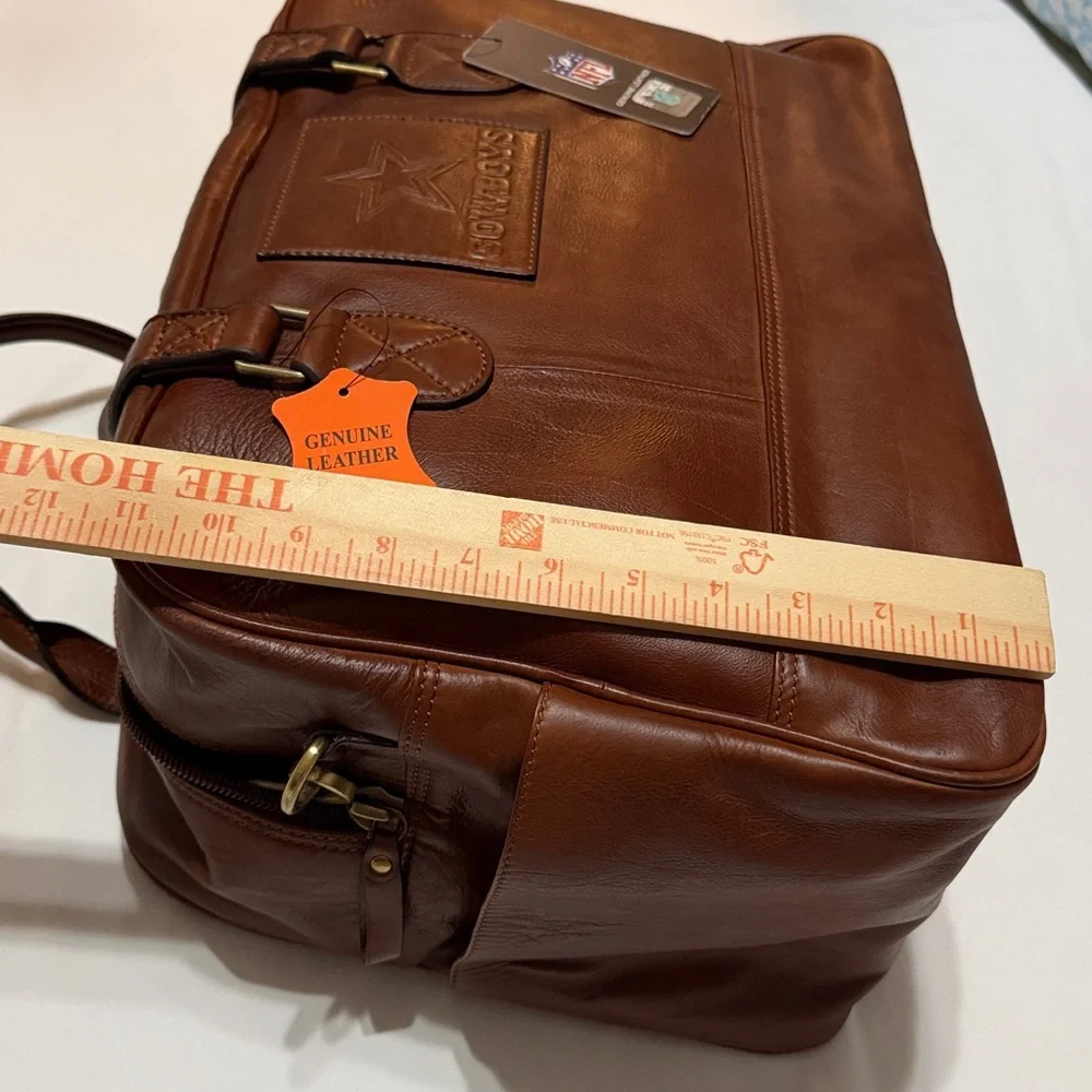 NFL Dallas Cowboys Brown Genuine Leather Duffel Bag NWT